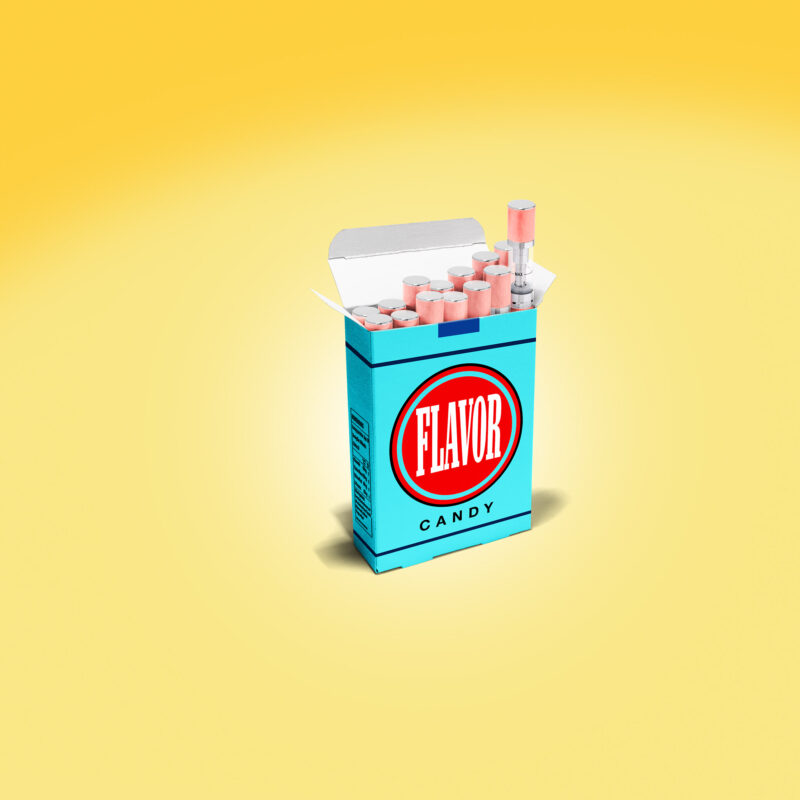 Illustration of e-cigarettes in a traditional cigarette box
