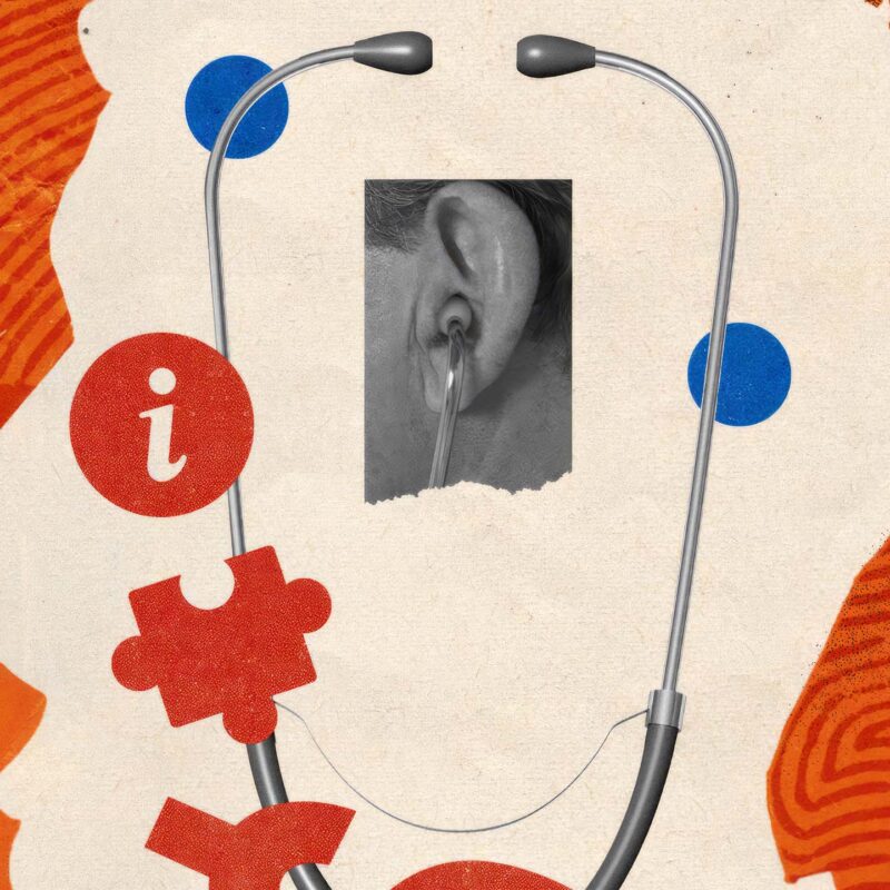 Colorful illustration of physician with stethoscope